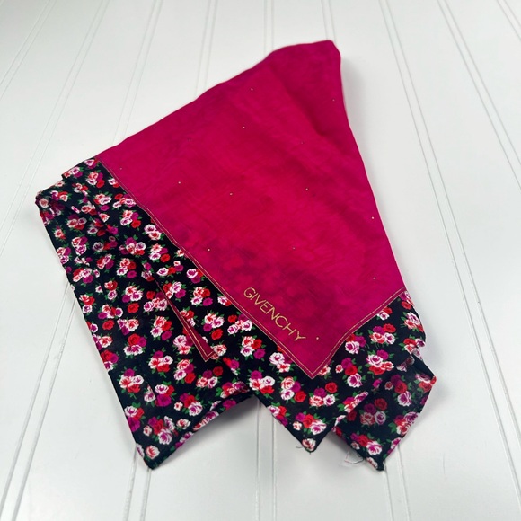ONE DAY SALE Givenchy Cotton Floral Pink Scarf Handkerchief - Picture 5 of 7